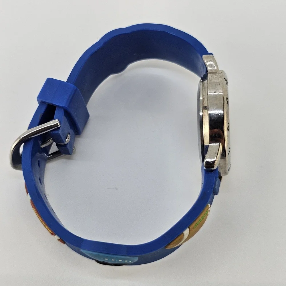 Boys Football Analog Watch 28MM White Dial Multicolor Plastic Bands New Battery